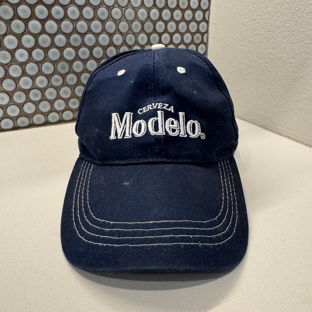 Modelo Cerveza‎ Hat Cap Blue White Spellout Beer Strap Back Dad Casual Adult